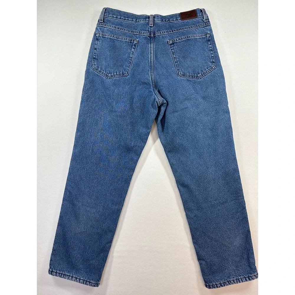LL Bean Green Fleece Lined Jeans Mens 33x29 Blue‎ Classic Fit Denim Gorpcore
